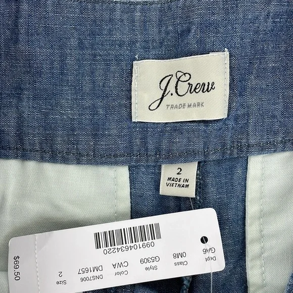 NWT J. Crew Size 2 Tie-Waist Shorts, Chambray, High Waist blue - Picture 4 of 11